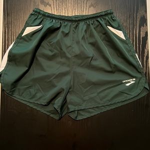 Brooks Green split running shorts